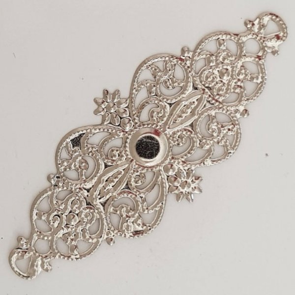 Charm Flor Metal N&deg;098 Plata Grabado