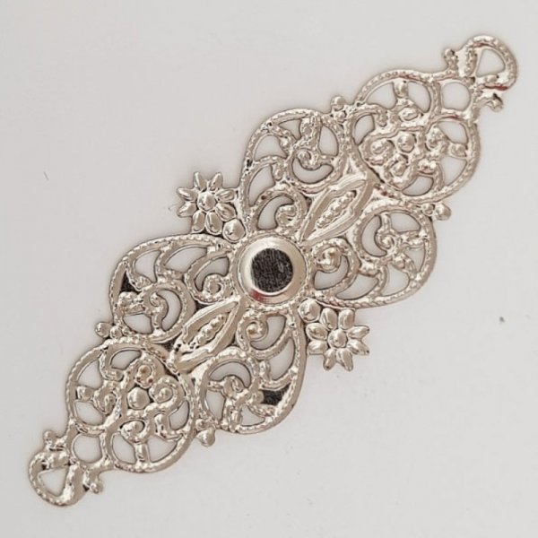 Charm Flor Metal N&deg;098 Plata Grabado