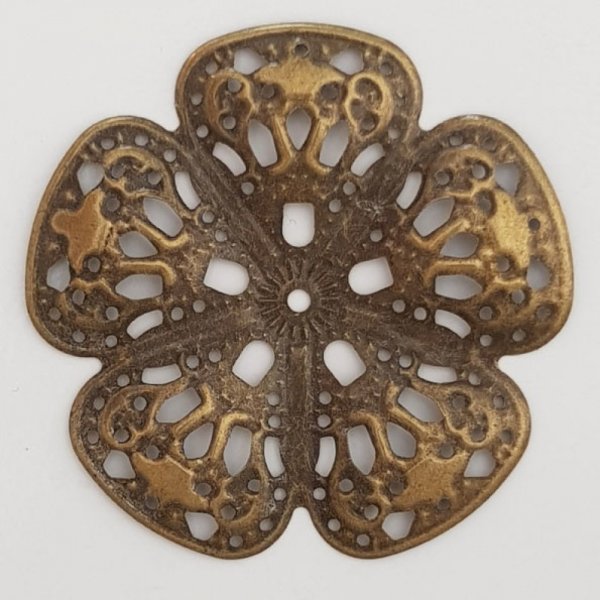 Amuleto Flor Metal N&deg;099 Bronce Grabado