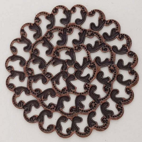 Charm Flor Metal N&deg;102 Cobre Grabado