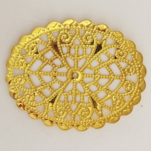 Charm Flor Metal N&deg;103 Grabado Oro
