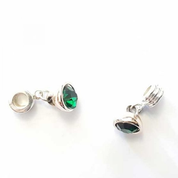 Breloque Pendentif Strass Vert N&deg;1013-02
