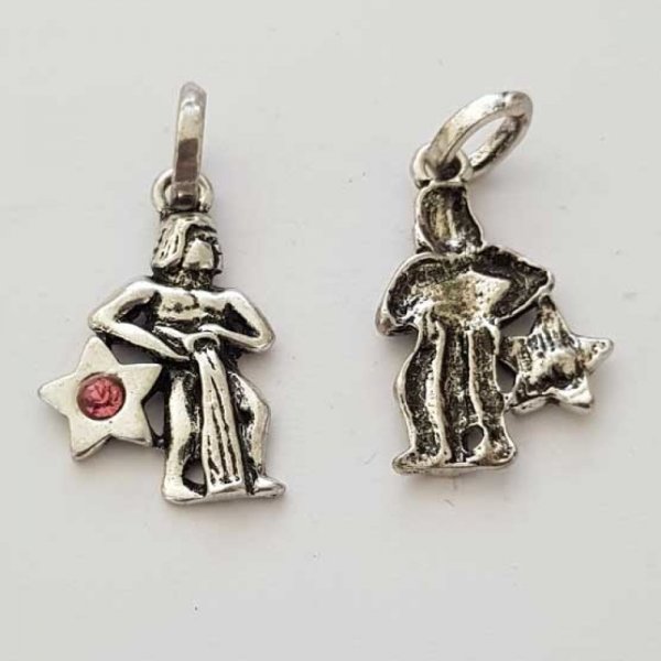Acuario Signo del Zodiaco Charm Metal Plateado N&deg;03 con strass