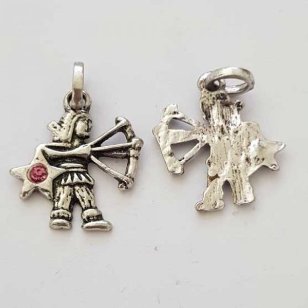 Colgante signo del zodiaco Sagitario Metal plateado N&deg;03 con strass