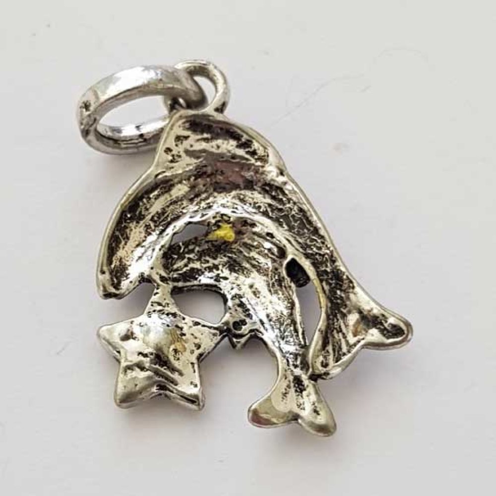 Signo del Zodiaco Piscis Charm Metal Plateado N°03 con strass