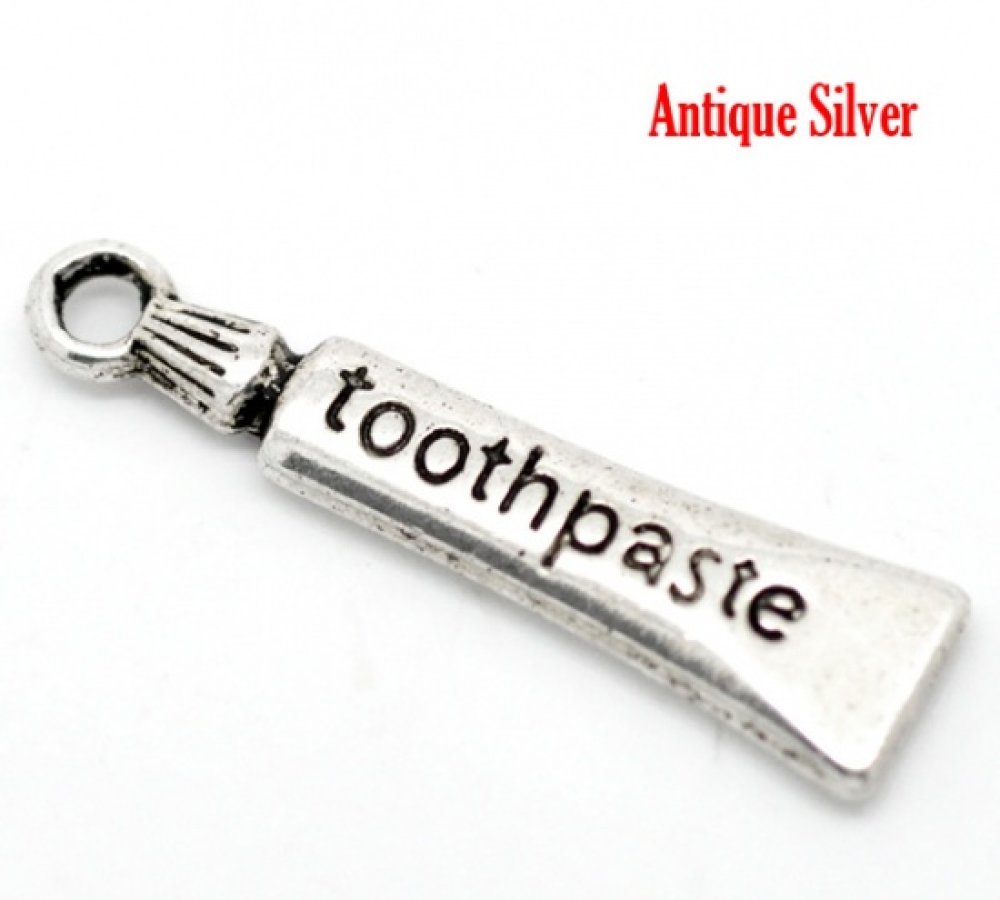 Colgante Tubo Pasta Dientes Plata