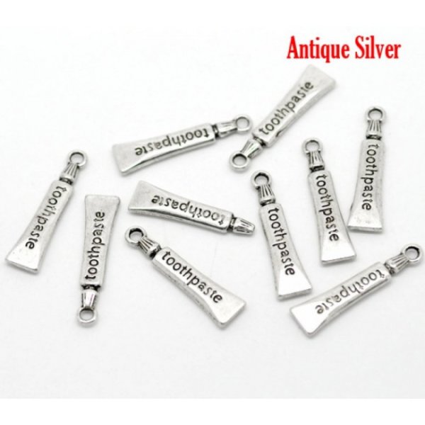 Colgante Tubo Pasta Dientes Plata