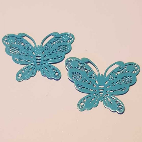 Breloque papillon N&deg;22 Bleu 35 x 27 mm