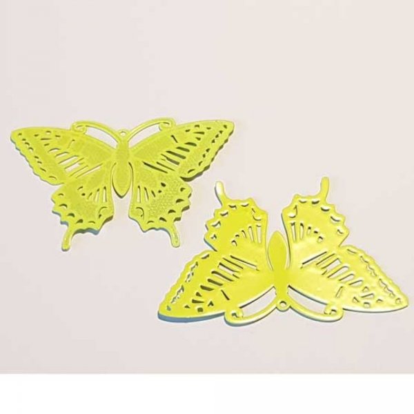 Breloque papillon N&deg;23 Jaune 71 x 50 mm