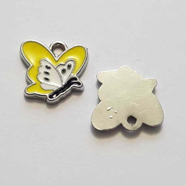 Breloque papillon N&deg;31 Jaune 13 x 13 mm