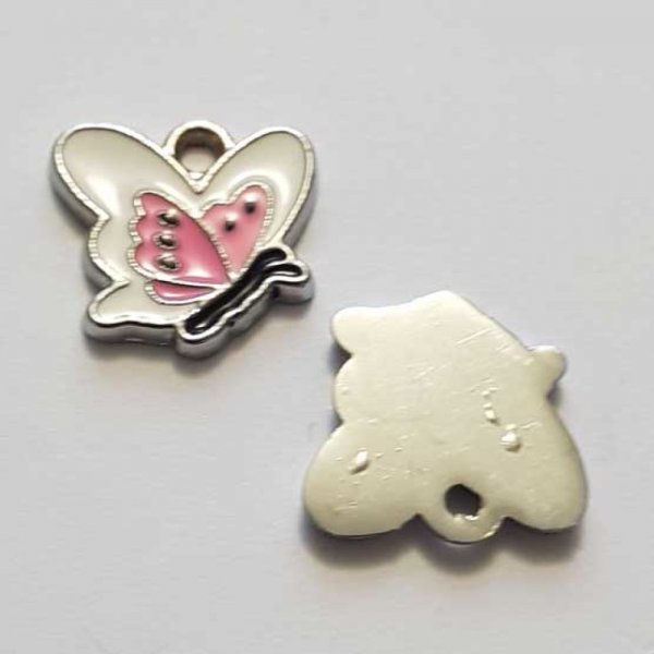 Breloque papillon N&deg;31 Blanc 13 x 13 mm