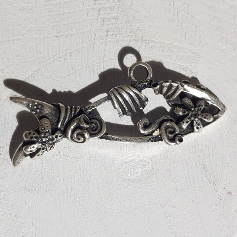 Breloque pendentif Argent en Zamac N°004 Poisson