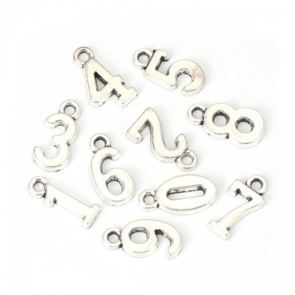 Breloque pendentif chiffre Argent lot 10 pi&egrave;ces de 0 &agrave; 9