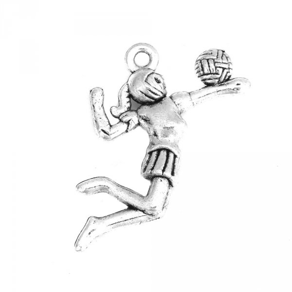 Breloque sport volley-ball argent N&deg;01