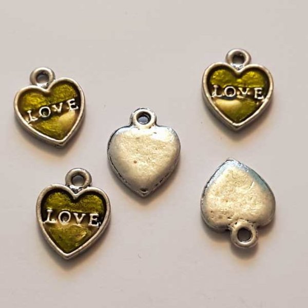 Breloques C&oelig;ur N&deg;80 Argent et Vert