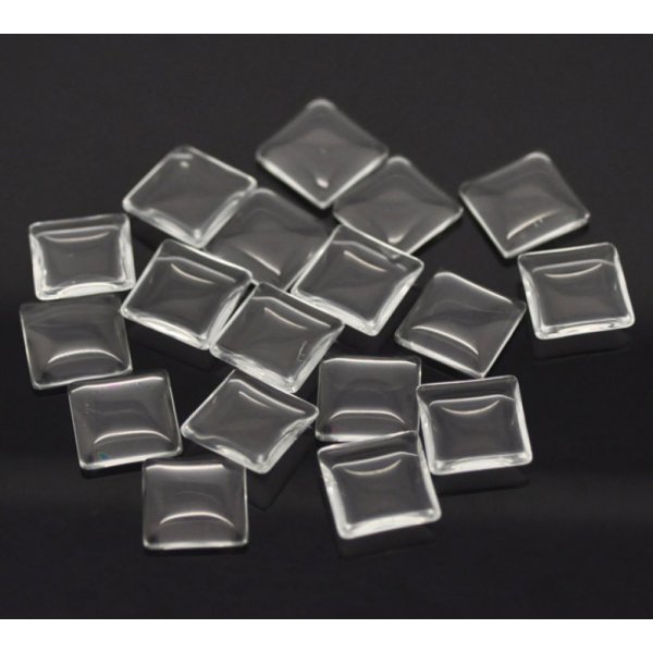 Cabuj&oacute;n cuadrado 15 x 15 mm en vidrio transparente N&deg;26