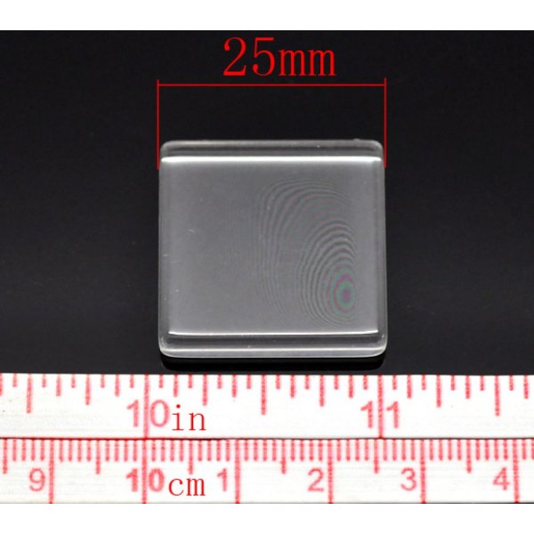 Cabuj&oacute;n cuadrado 25 x 25 mm en vidrio transparente para azulejos N&deg;29