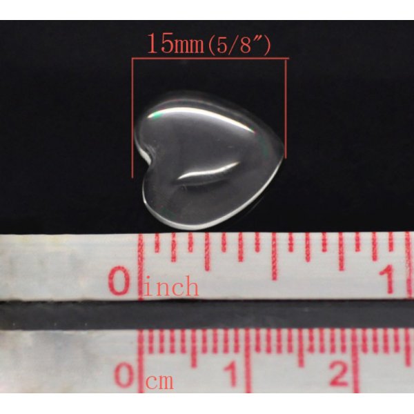 Cabuj&oacute;n Coraz&oacute;n 14 x 15 mm en vidrio transparente N&deg;22