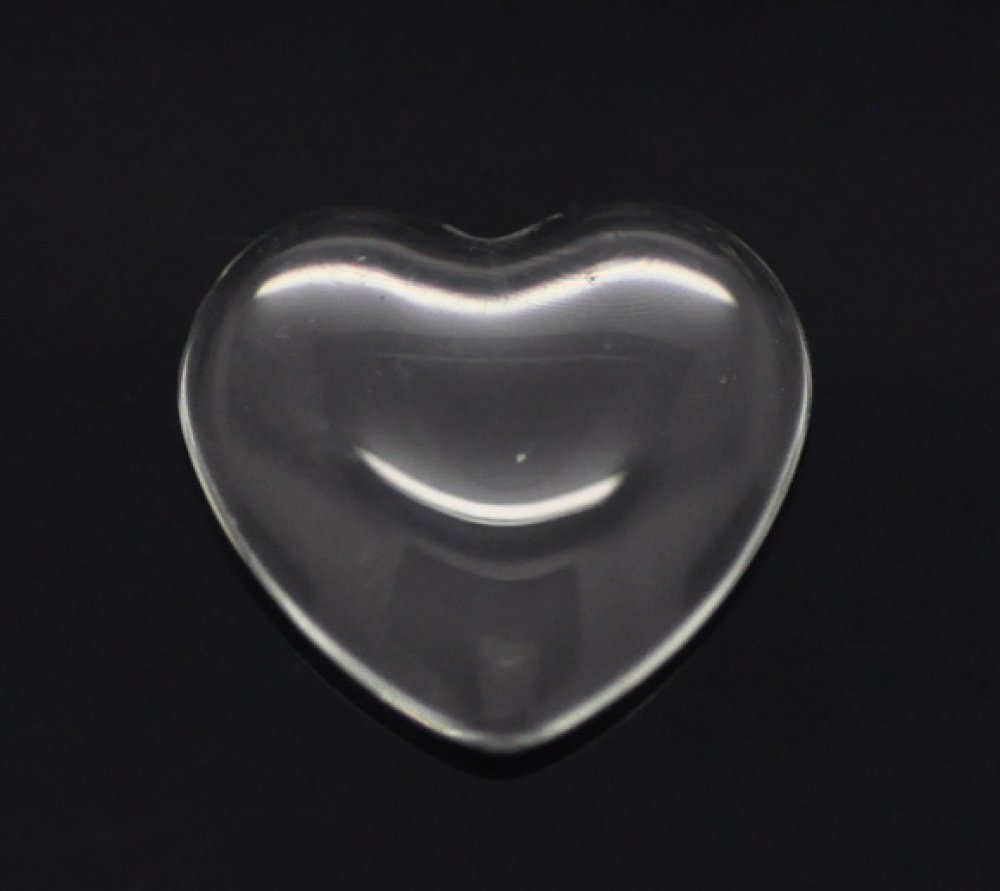 Cabujón Corazón 17 x 18 mm en vidrio transparente N°23