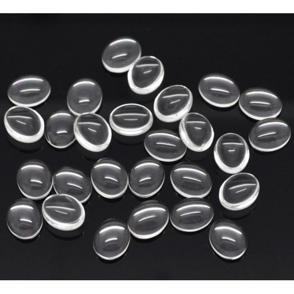 Cabochon Oval 08 x 10 mm en vidrio transparente N&deg;15 por 2 piezas