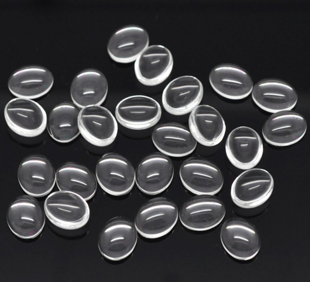 Cabochon Oval 08 x 10 mm en vidrio transparente N°15 por 2 piezas