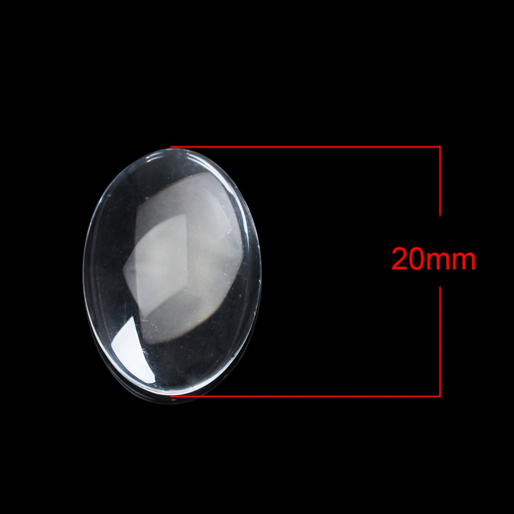 Cabochon Oval 15 x 20 mm en vidrio transparente N°18 por 2 piezas