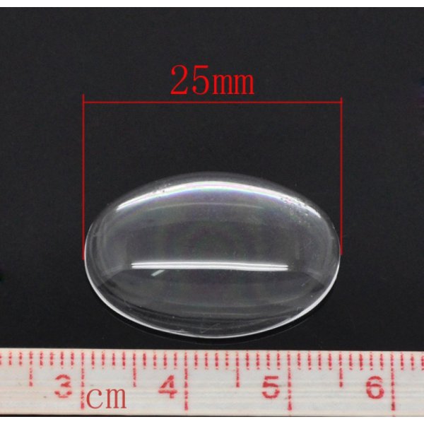 Cabuj&oacute;n ovalado 18 x 25 mm en vidrio burilado transparente N&deg;19