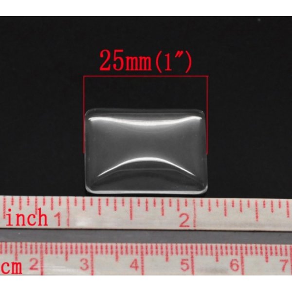 Cabuj&oacute;n Rect&aacute;ngulo 18 x 25 mm en vidrio burilado transparente N&deg;29