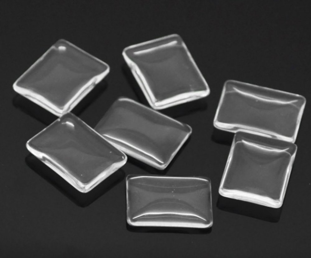 Cabujón Rectángulo 18 x 25 mm en vidrio burilado transparente N°29