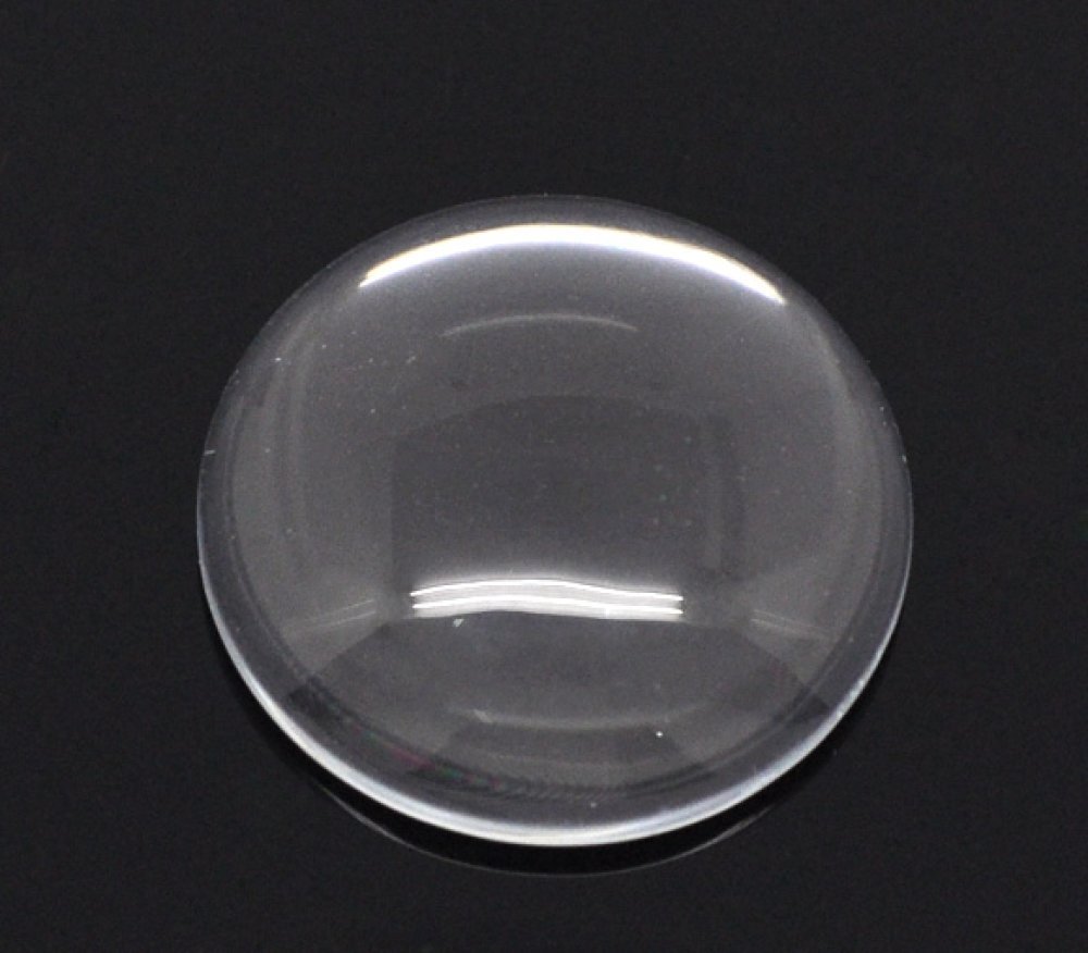 Cabochon Rond 25 mm en verre loupe transparent N°11 épais