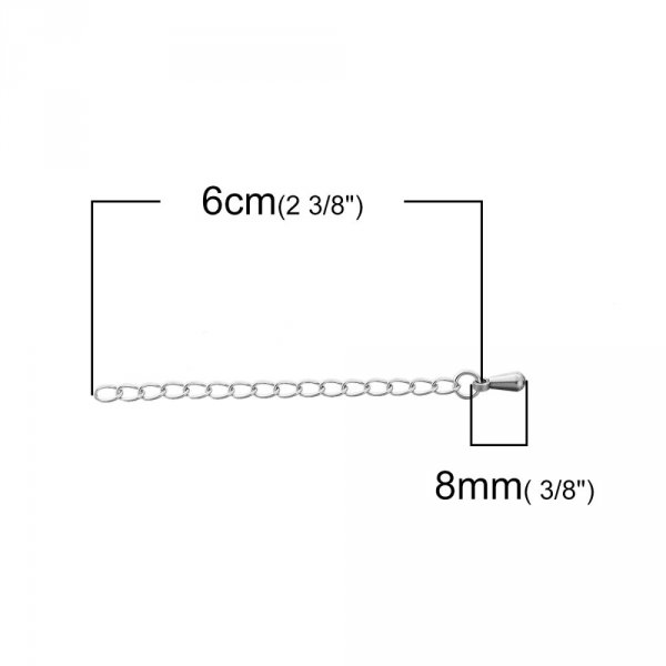 Collar de acero inoxidable Cadena de extensi&oacute;n 6 cm N&deg;01