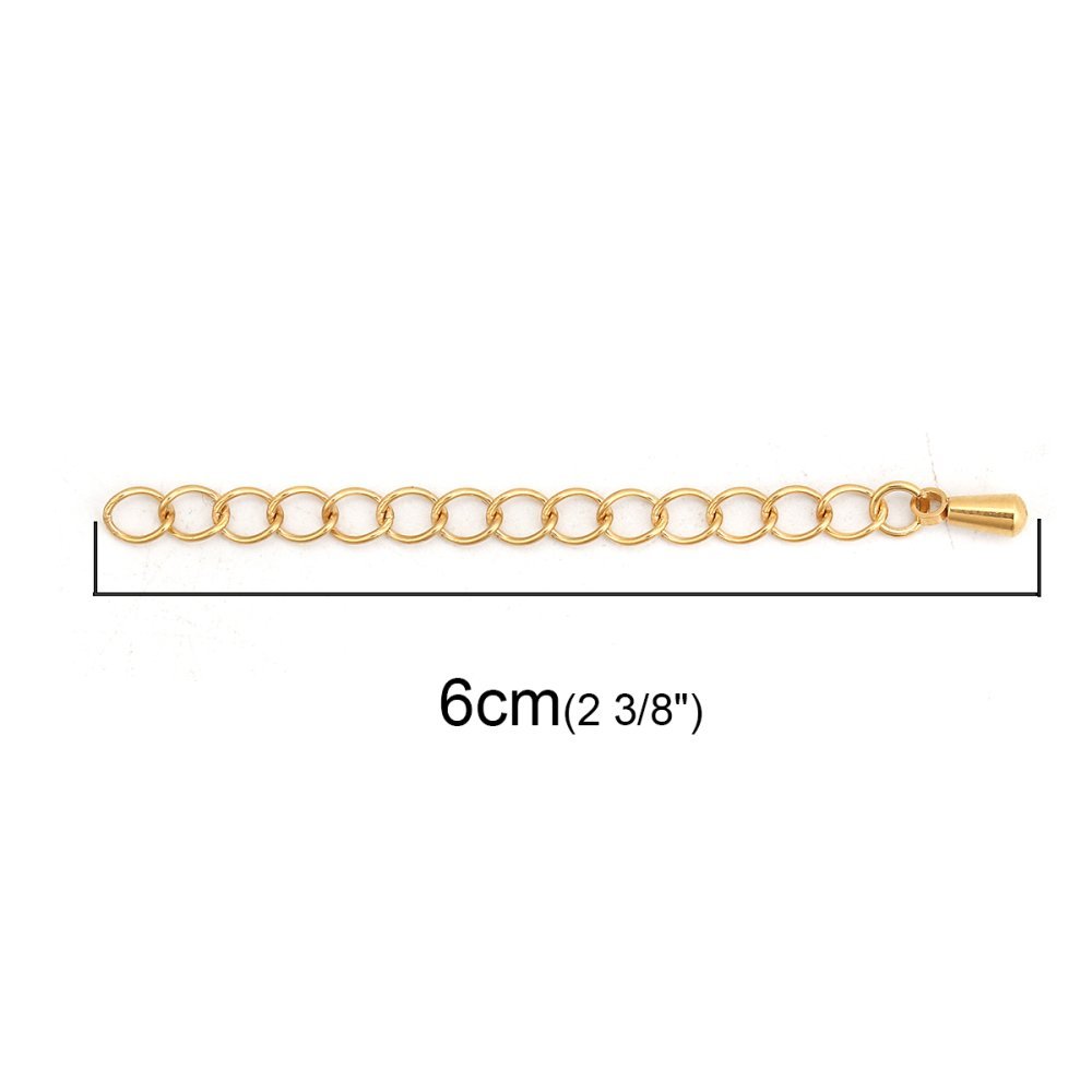 Collar de acero inoxidable Cadena de extensión 6 cm N°03 Oro