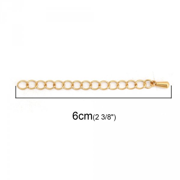 Collar de acero inoxidable Cadena de extensi&oacute;n 6 cm N&deg;03 Oro