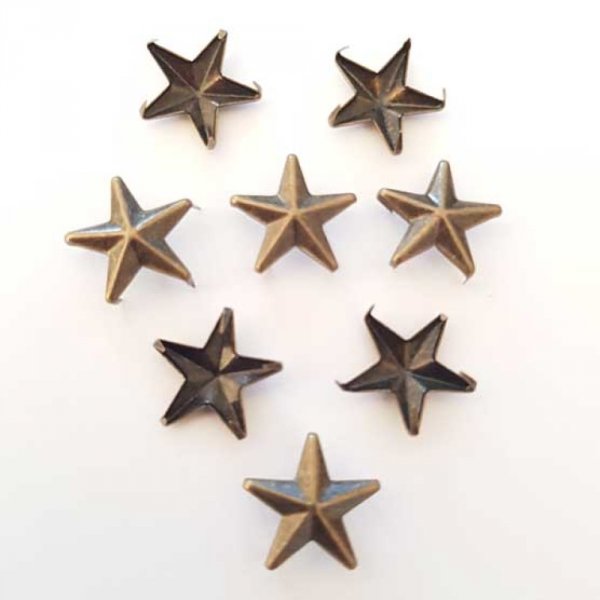 Clous rivet &agrave; griffes Etoile 14 mm Bronze x 10 pi&egrave;ces