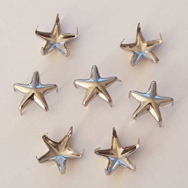Clous rivet &agrave; griffes Etoile 15 mm Argent 10 pi&egrave;ces