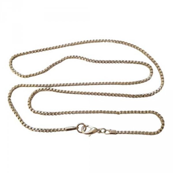 Collier chaine carr&eacute; M&eacute;tal Argent&eacute; N&deg;01 de 72 cm