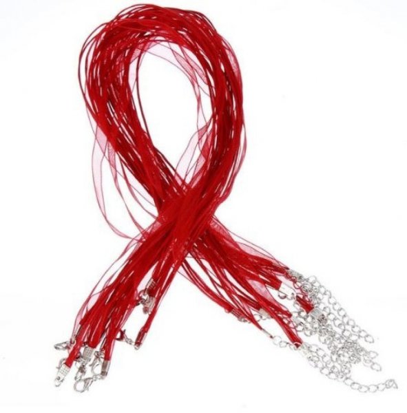 Collar con cinta de organza N&deg;02 y cord&oacute;n encerado