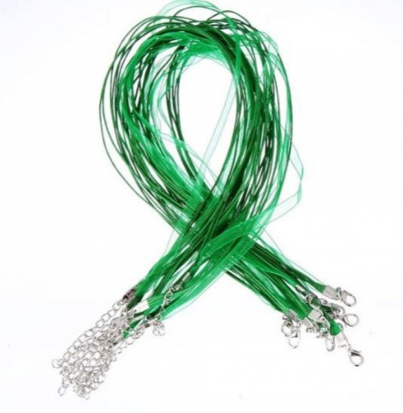 Collar con cinta de organza N&deg;09 y cord&oacute;n encerado