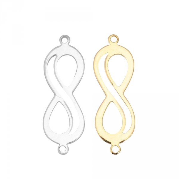 Conector de cobre chapado en oro de 18 quilates con el s&iacute;mbolo "Infinity