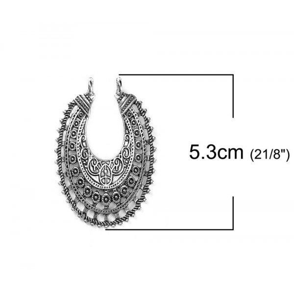 Conectores N&deg;01 Flores huecas ovaladas de plata