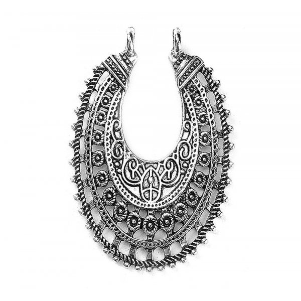 Conectores N&deg;01 Flores huecas ovaladas de plata