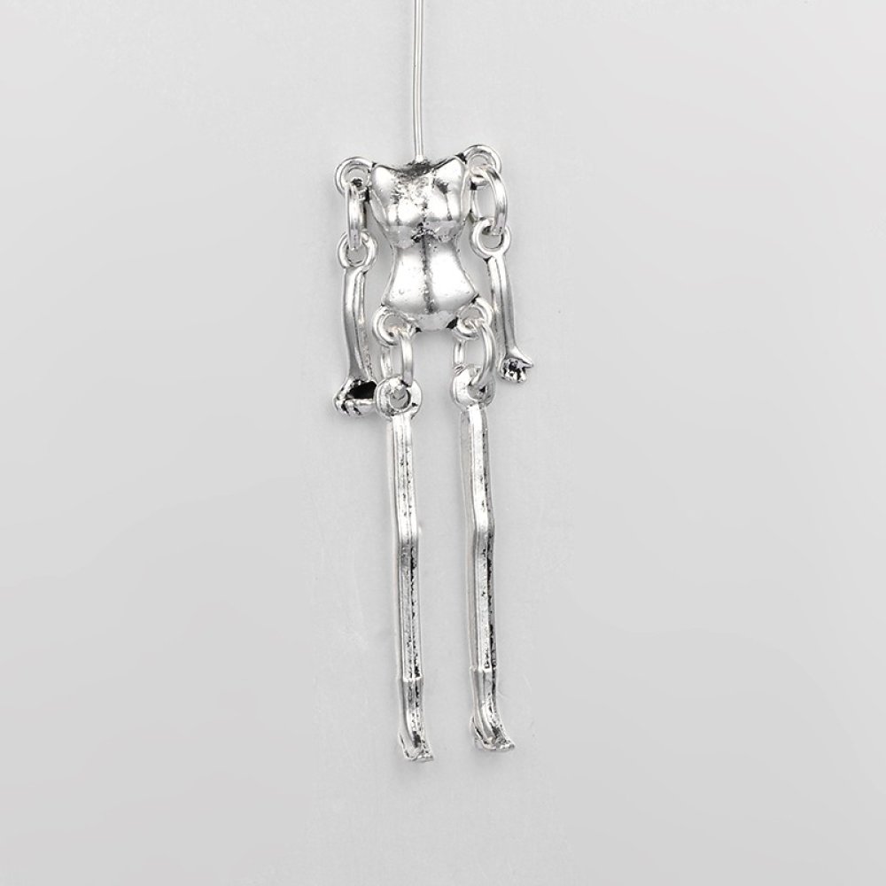 Cuerpo de muñeca en metal, color plata 9 cm