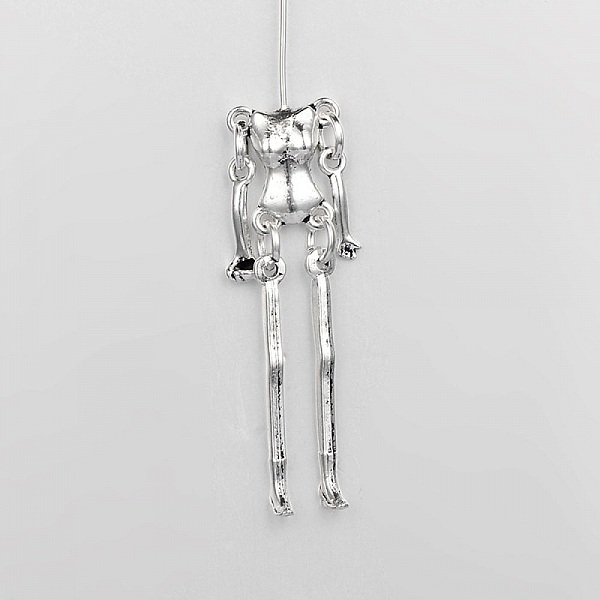 Cuerpo de mu&ntilde;eca en metal, color plata 9 cm