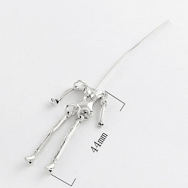 Cuerpo de mu&ntilde;eca en metal, color plata 9 cm