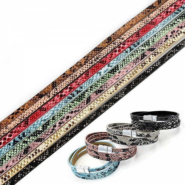 Cuero 05 mm Piel de serpiente rosa dise&ntilde;o 1 metro