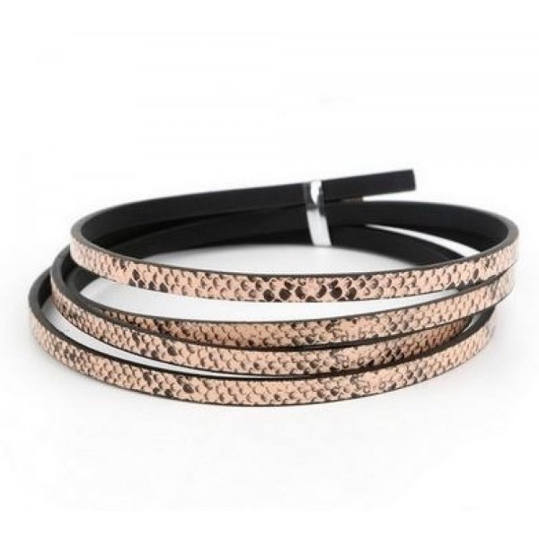 Cuero 05 mm Antiguo dise&ntilde;o de piel de serpiente rosa 1 metro