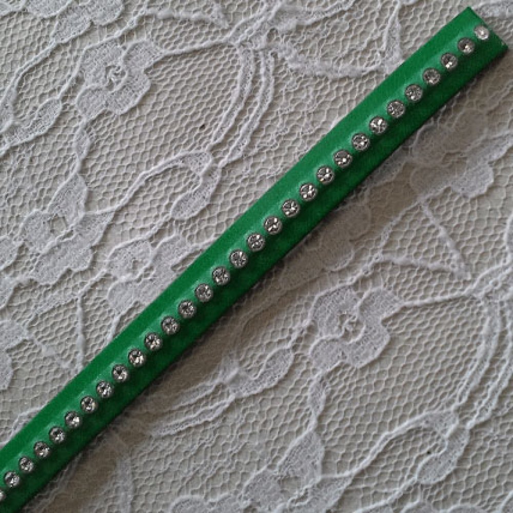 Cuero B-Verde 10 mm Swarovski Strass por 20 cm