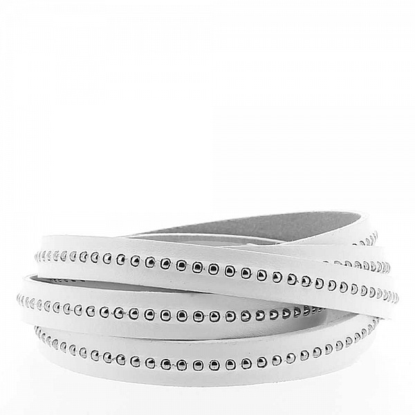 Bola de cuero blanco 10 mm con cadena de bolas sin n&iacute;quel por 20 cm