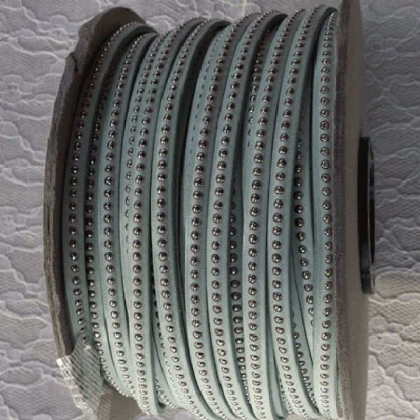 Bola de cuero azul pastel 06 mm con cadena de bolas sin n&iacute;quel por 20 cm