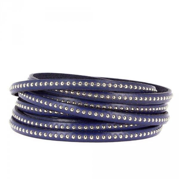 Bola de cuero cobalto oscuro 06 mm con cadena de bolas sin n&iacute;quel por 20 cm